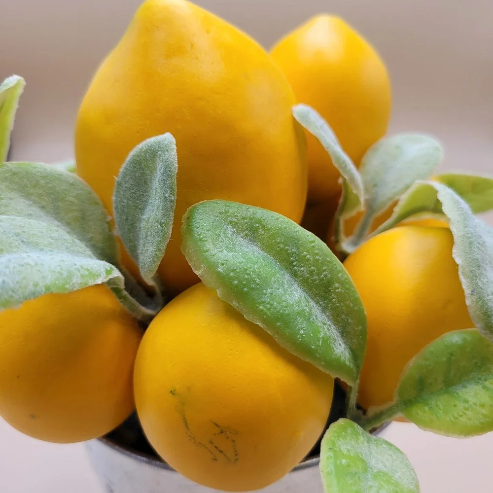 Faux Lemon Arrangement in Galvanized Metal Bucket Farmhouse Centerpiece Decor